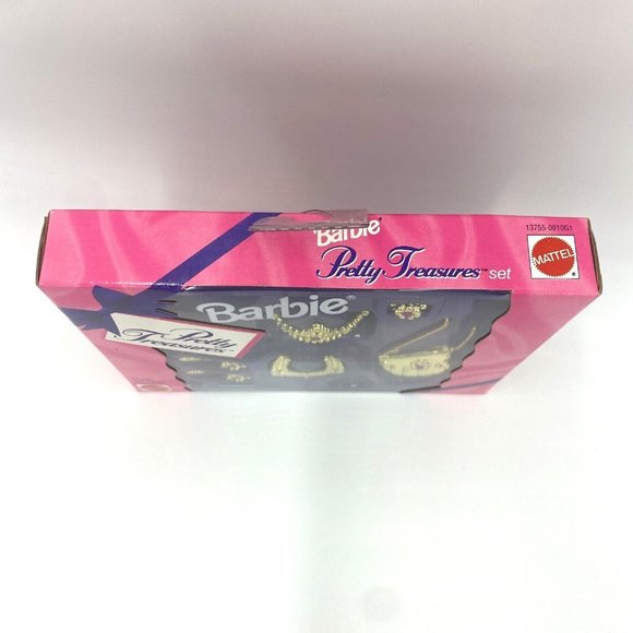 Barbie Pretty Treasures Set Gold Jewelry 13755 Mattel 1995 Vintage Accessories - Picture 2 of 7